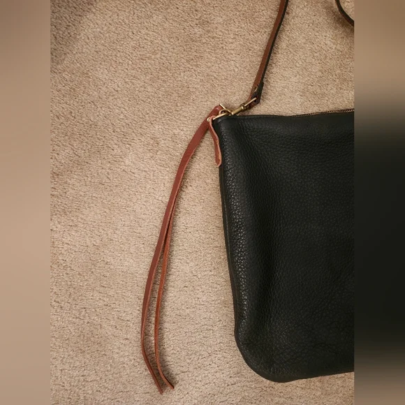 Ginger & Brown Black Leather Crossbody Bag